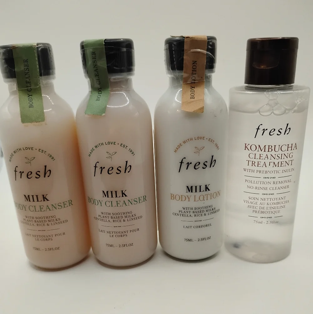 fresh Travel Skincare Set – Soft Pink & White Bottles